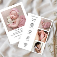 Anúncio de Nascimento Minimalista com Colagem de F