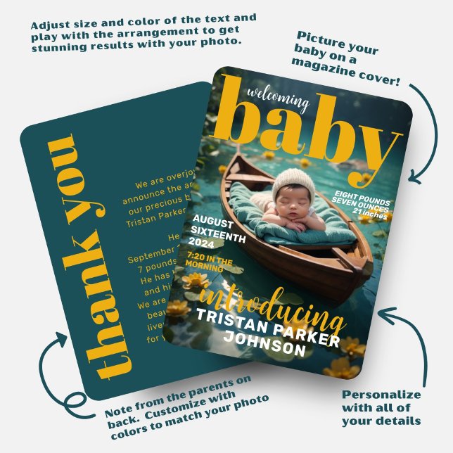 Anúncio de nascimento moderno Cobrir da revista (Criador carregado)