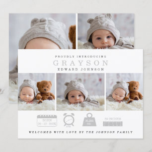 Anúncio de Nascimento Moderno com Cartão de Íco