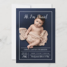 Anúncio de nascimento moderno com grelha