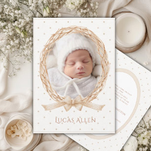 Anúncio de Nascimento Neutro de Parreira Vintage