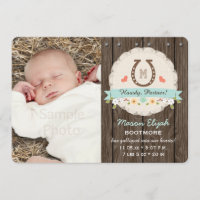 Anúncio de Nascimento Ocidental em Monograma Azul