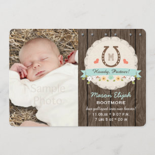 Anúncio de Nascimento Ocidental em Monograma Azul