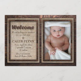 Anúncio de Nascimento Personalizado de Foto Rustic