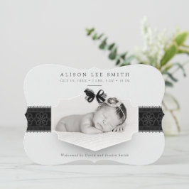 Anúncio de Nascimento Romântico Preto e Branco