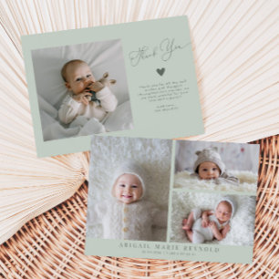 Anúncio de Nascimento Verde Mínimo de Foto Múltipl