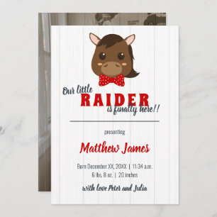 Anúncio de Nascimento Vertical Vermelho do Cavalo 