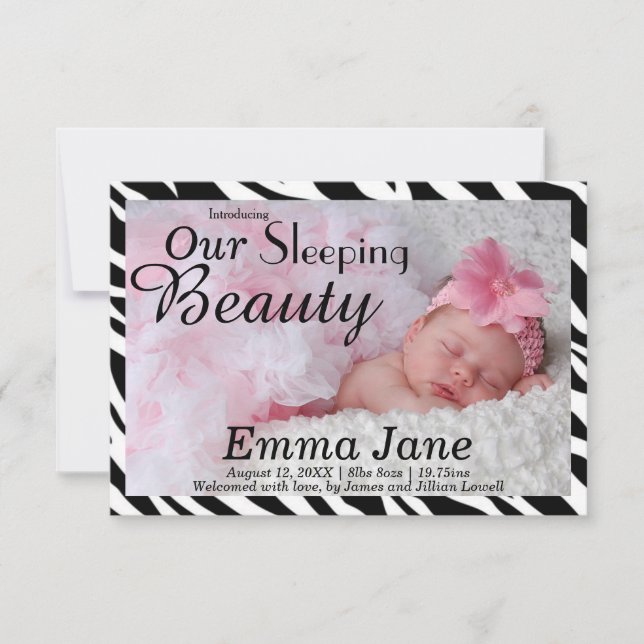 Anúncio de Nascimento Zebra Sleeping Beauty Impres (Frente)
