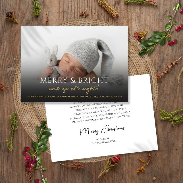 Anúncio de natal de feliz e Natal brilhante (Merry And Bright Christmas Birth Announcement)
