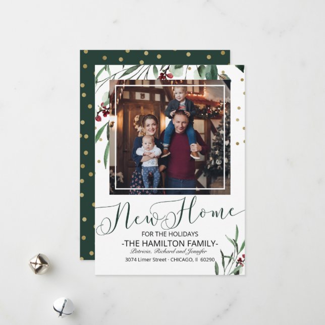 Anúncio de Natal em Sage Green com Foto de Mudança (Frente/Verso In Situ)