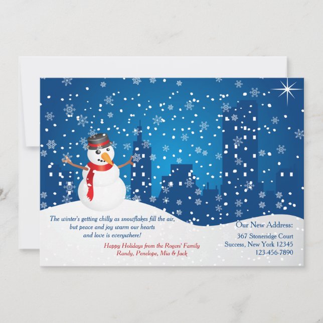 Anúncio de Natal Móvel do Boneco de Neve da Cidade (Frente)