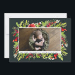 Anúncio de natalidade do natal da folhagem de água<br><div class="desc">Cartão tradicional de nascimento de Natal de Férias e Folhagem,  cor d'água,  floral e folhagem. Linda aquarela pintada de folhagem e texto moderno de roteiro. Parte de uma coleção.</div>