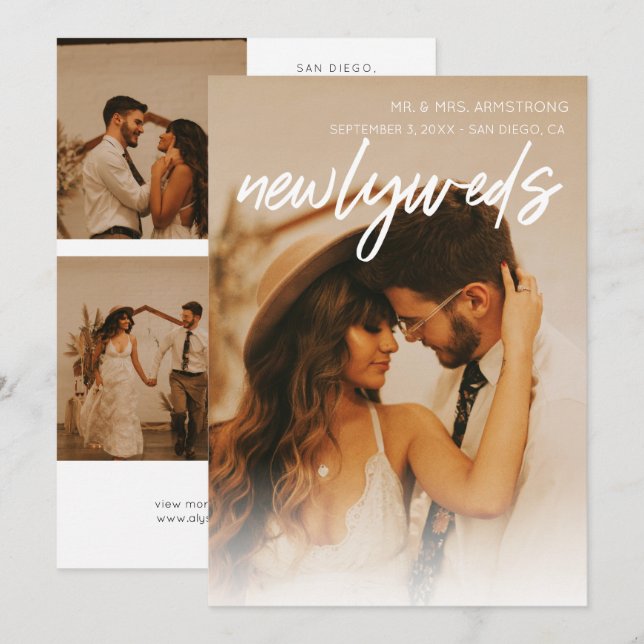 Anúncio de Newlyweds com 3 Fotografias e Tipografi (Frente/Verso)
