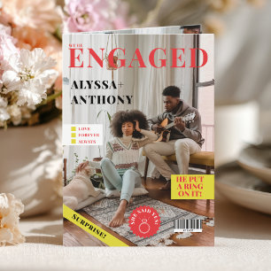 anúncio de noivado com 4 fotos na capa da revista