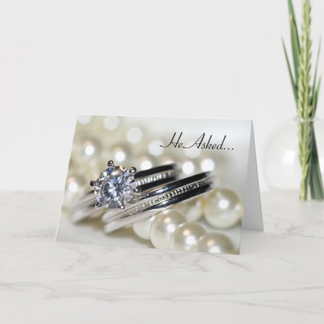 Anúncio de Noivado com Argolas e Pérolas Brancas (Frente)