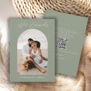 Anúncio de Noivado com Código QR de Foto Chic