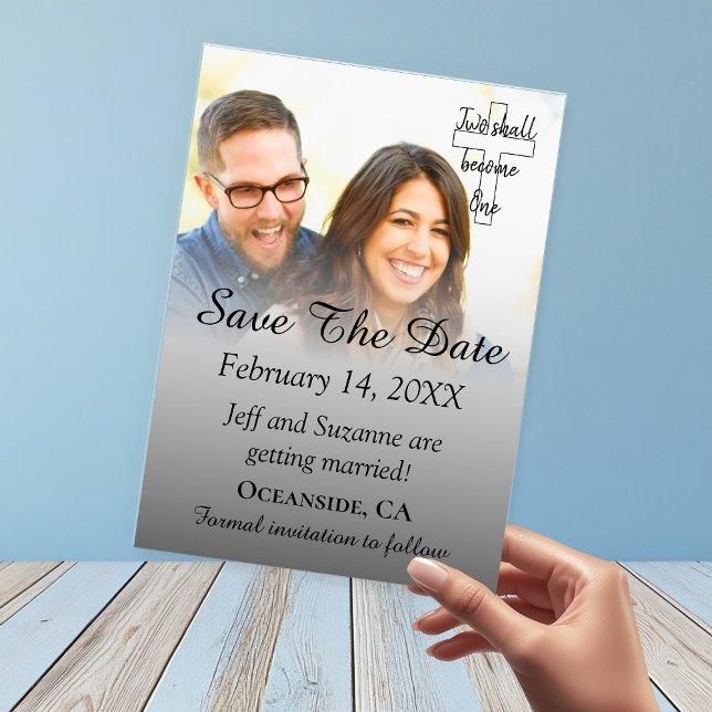 Anúncio de Noivado com Foto em Prata Save The Date (Save The Date Photo Silver Engagement Announcement
)