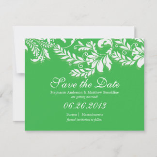 Anúncio de Noivado Damask Leaf Save the Date
