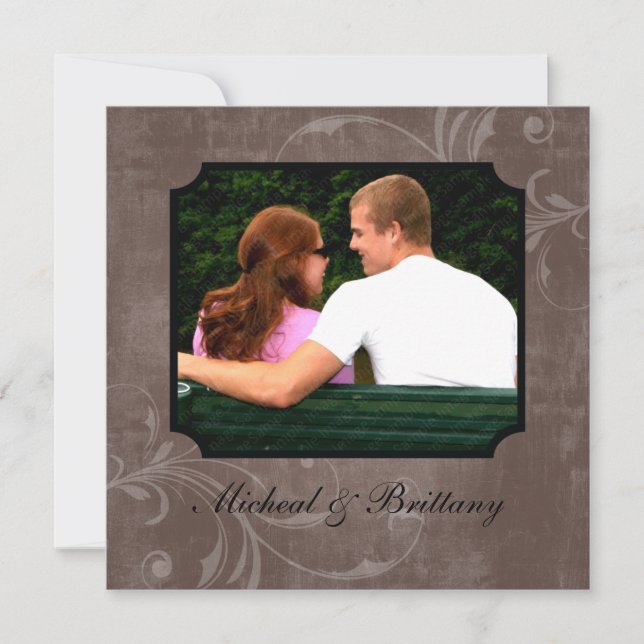 Anúncio de Noivado de Casamento com Ênfase de Caca (Frente)