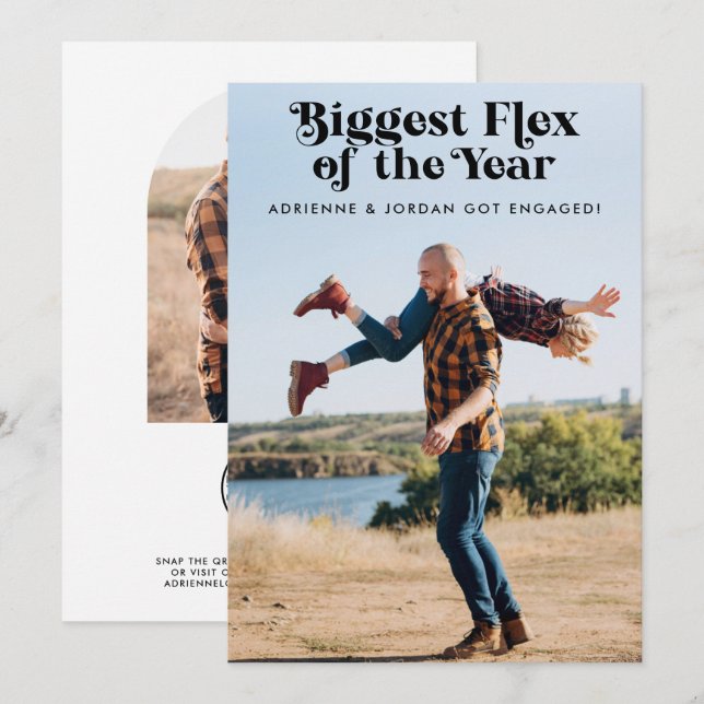 Anúncio de Noivado de Foto Engraçado pelo Código Q (Frente/Verso)