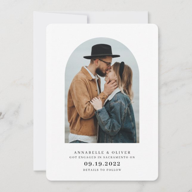 Anúncio de Noivado de Foto Minimalista Moderno (Frente)