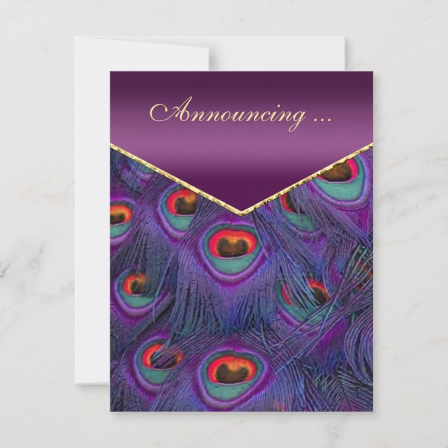 Anúncio de Noivado de Peacock Roxo (Frente)