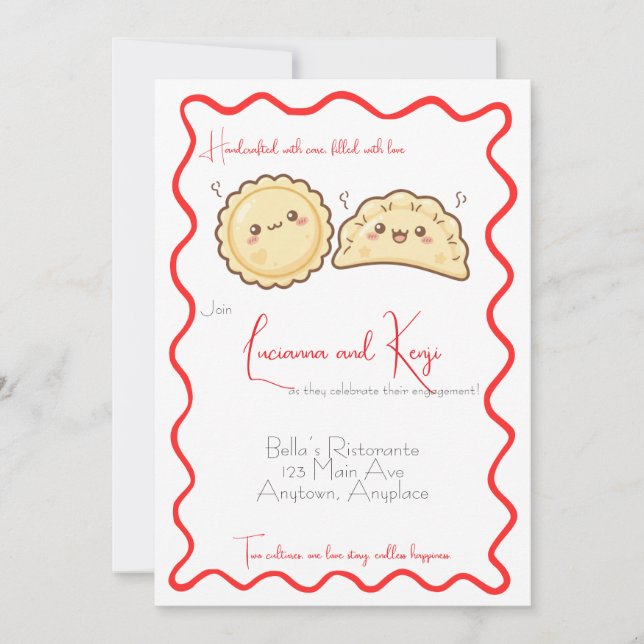 Anúncio de Noivado de Ravioli Gyoza Italiano Japon (Frente)