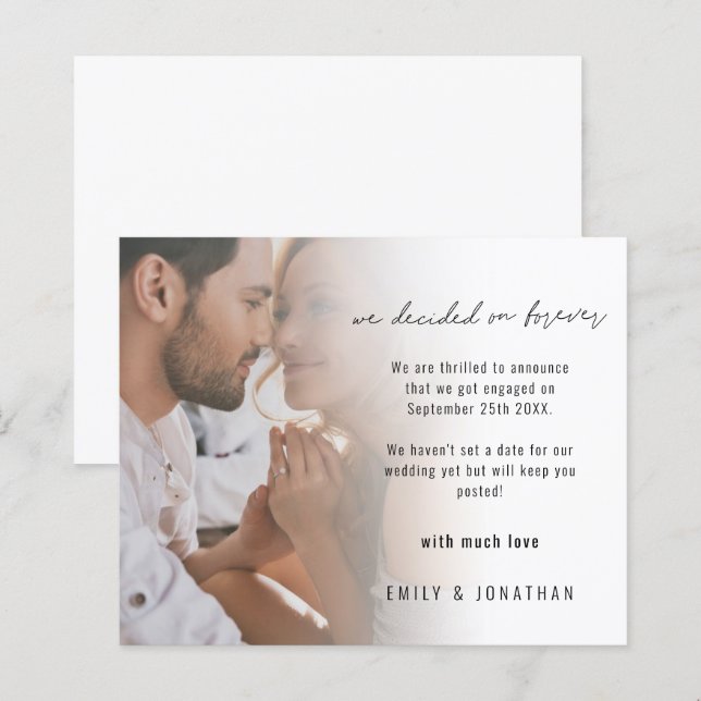 Anúncio de Noivado de Script de Foto de Orçamento (Frente/Verso)