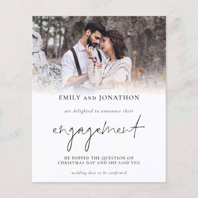 Anúncio de Noivado de Sobreposição de Fotos Orçame (Frente)