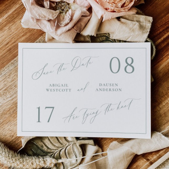 Anúncio de Noivado Dusty Sage Save the Date (Criador carregado)