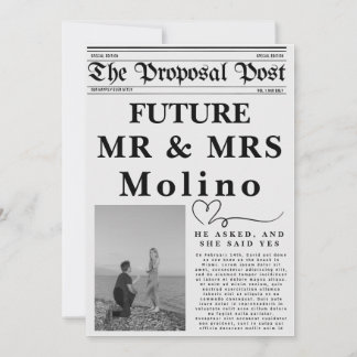Anúncio de Noivado em Jornal Modelo de Convite
