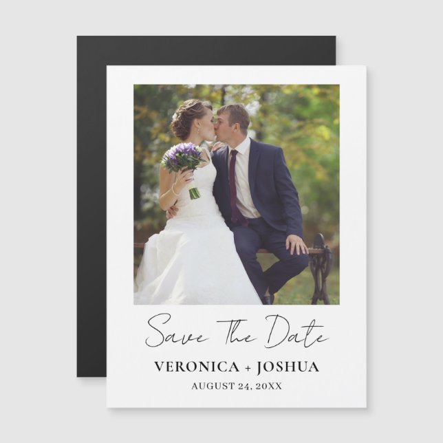 Anúncio de Noivado Minimalista Save the Date (Frente/Verso)