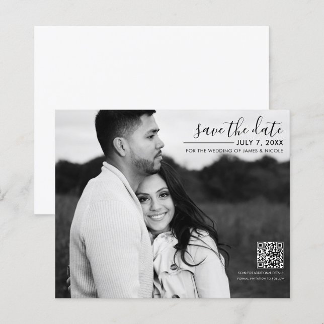 Anúncio de Noivado Moderno Minimalista Elegante (Frente/Verso)