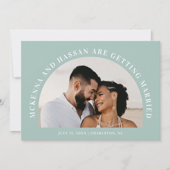 Anúncio de Noivado Save the Date com Arco (Frente)