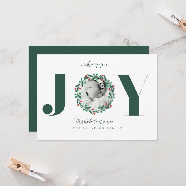 Anúncio de Novo Bebê com Coroa de Natal (Frente/Verso In Situ)