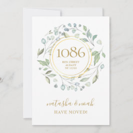 Anúncio de Novo Endereço com Grinalda Verde Dourad