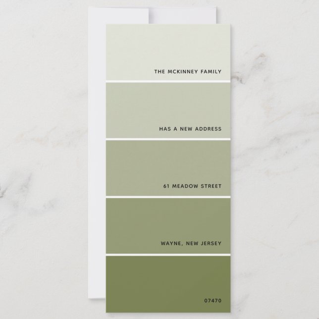 Anúncio de Novo Endereço do Olive Paint Swatch (Frente)