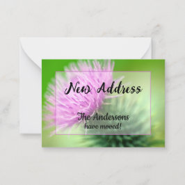 Anúncio de Novo Endereço do Thistle Roxo