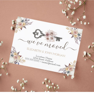  Anúncio de Novo Endereço Floral da Chave Mudada 