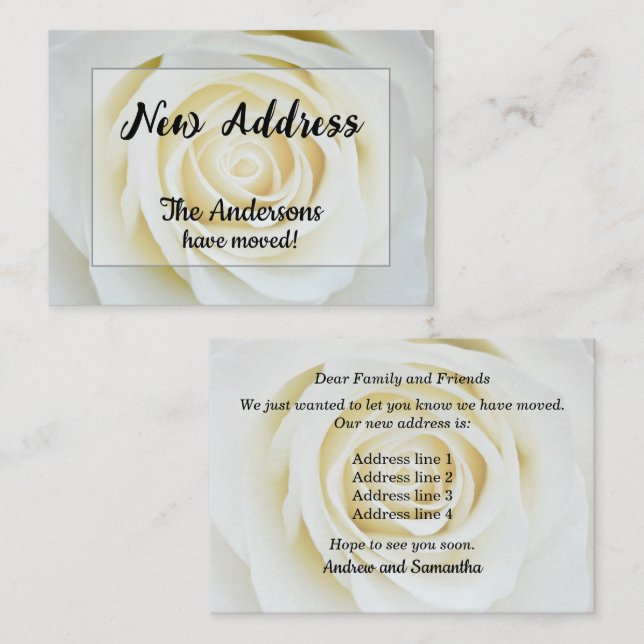 Anúncio de Novo Endereço Rosa Branca (Frente/Verso)