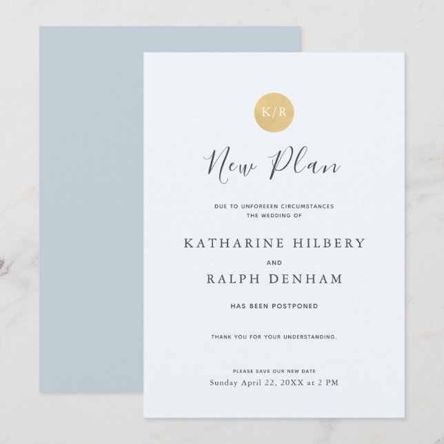 Anúncio de Novo Plano de Casamento com Monograma A (Frente/Verso)