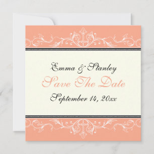 anúncio de Ornamento de coral branco Save the Date
