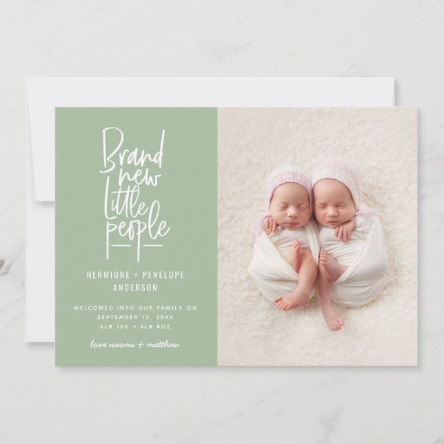 Anúncio de parto gêmeo desenhado pela mão moderna (Frente)