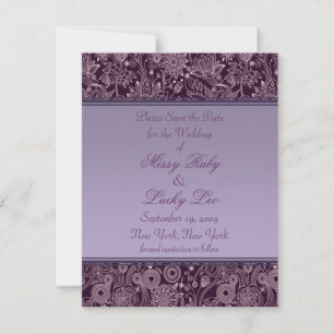 Anúncio de Plum Floral Save the Date 10,8 cm x 14