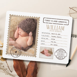 Anúncio de primeira classe de chegada do bebê