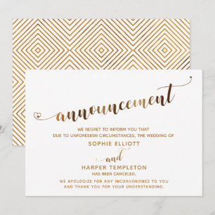 Anúncio de Roteiro de Coração Dourado de Casamento