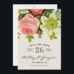 Anúncio de Salvar a Data de Flores Botânicas II<br><div class="desc">Anúncio rústico de salvar a data com peônias vintage,  rosas e outras flores. Perfeito para casamentos com temas vintage,  boêmio ou shabby chic. Itens correspondentes estão disponíveis na minha loja.</div>