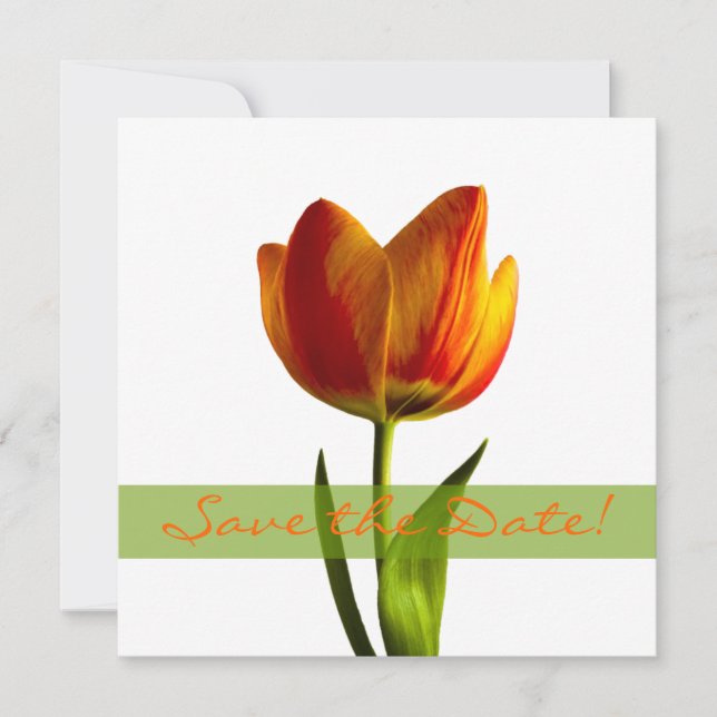 Anúncio de Salve a Data de Casamento Tulipa Laranj (Frente)