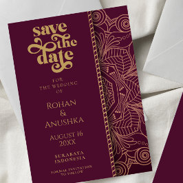 Anúncio de Salve a Data do Casamento Indiano Moder
