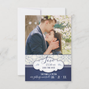 Anúncio de Save the Date Blue Elegance Photo